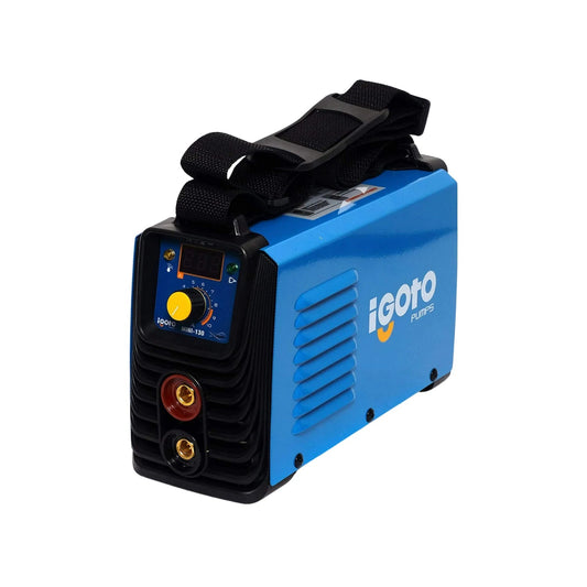 Soldadora inversora portátil Igoto MINI-130 azul con correa, display digital y conectores de electrodo