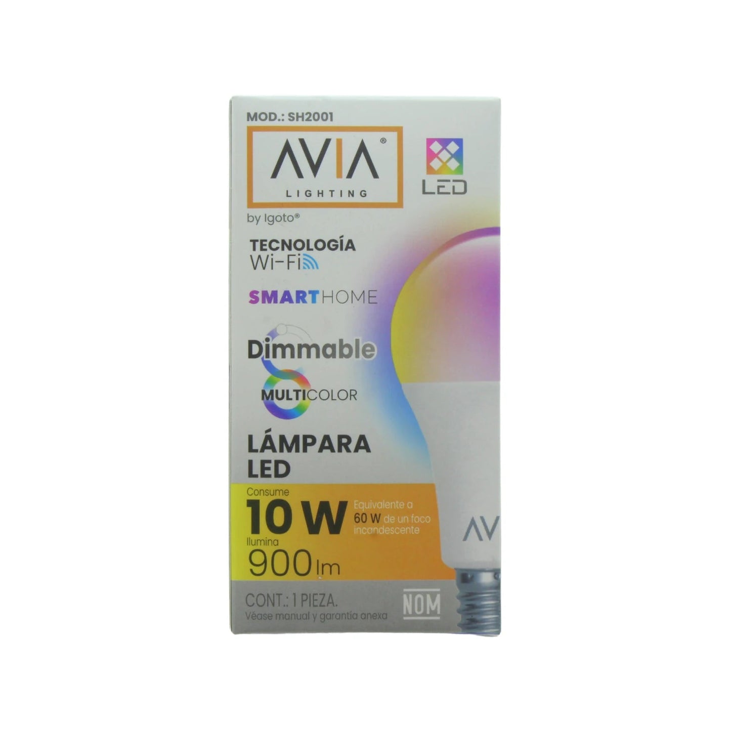 Foco LED smart home AVIA by Igoto SH2001, 10W, Wi-Fi, multicolor y regulable, 900lm. Equivalente a 60W.