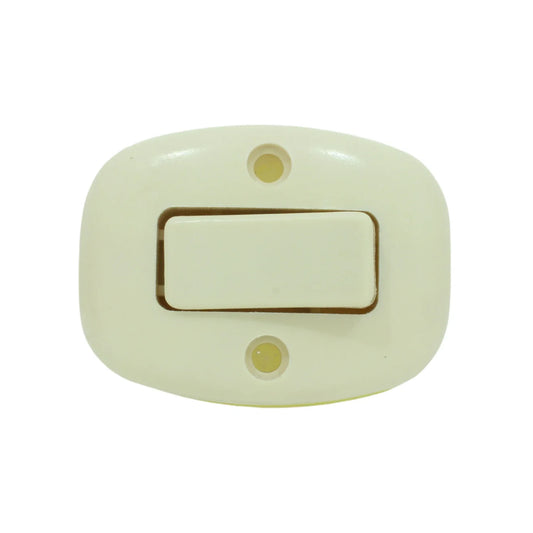 Apagador de sobreponer.,Cuerpo de baquelita.,Voltaje: 127 V,Corriente: 6 A,Resistente a impactos.,Muy fácil limpieza.