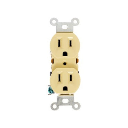 Contacto dúplex eléctrico color marfil para instalaciones residenciales