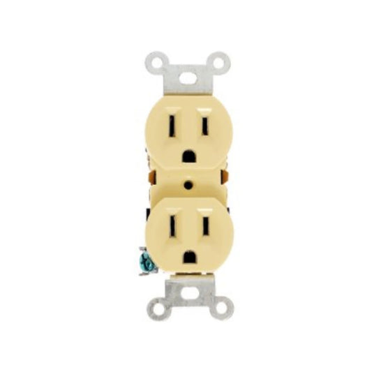 Contacto dúplex eléctrico color marfil para instalaciones residenciales