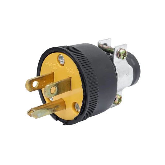 Fabricada de plástico ABS,Clavija aterrizada con armazón de plástico.,125 V – 15 A