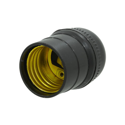 Socket portalámparas negro con rosca estándar E27 para bombillas, base de plástico y metal para iluminación