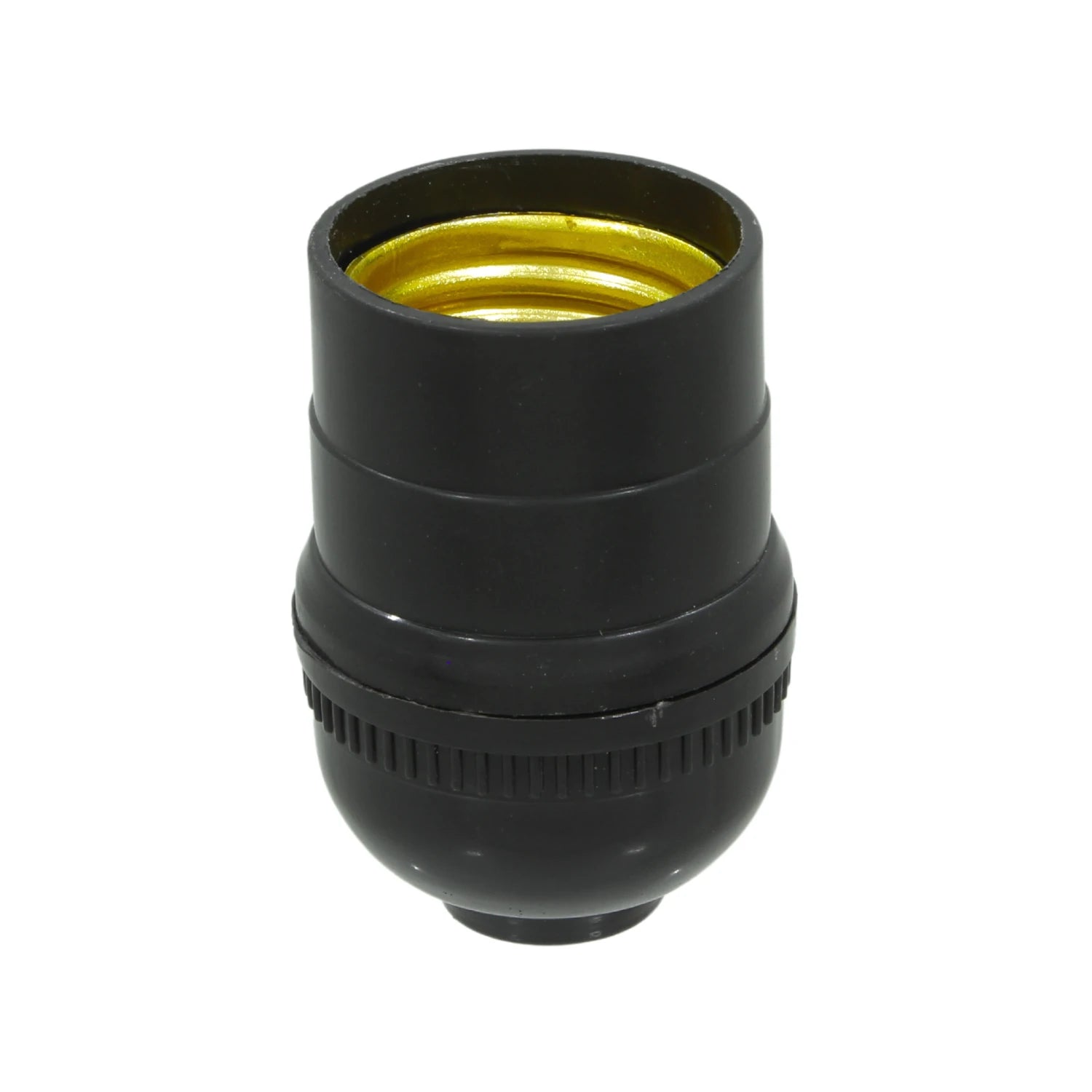 Portalámparas negro E27 con rosca interior dorada para foco o bombilla