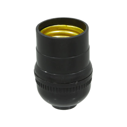 Portalámparas negro E27 con rosca interior dorada para foco o bombilla