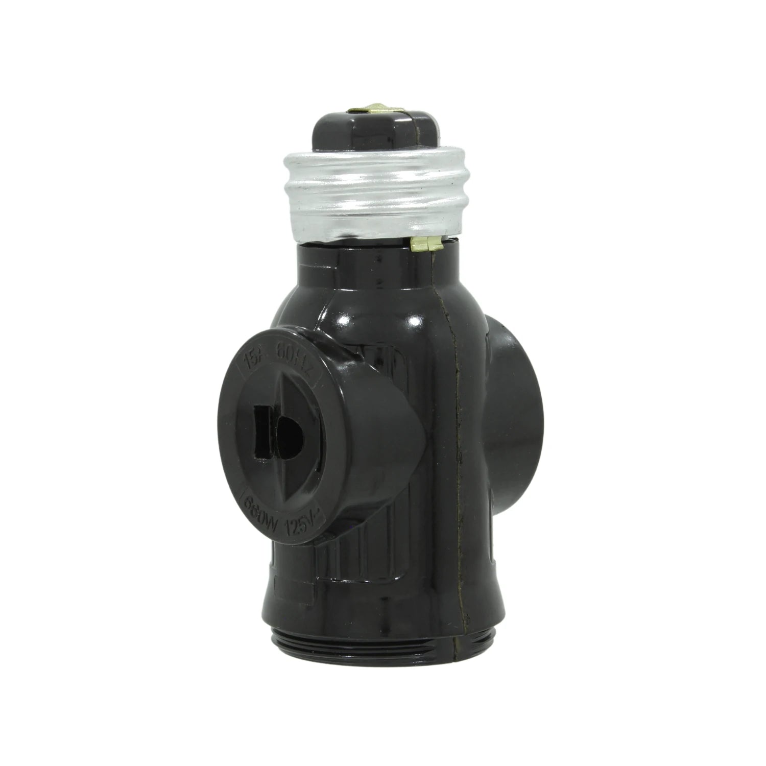 Socket ladrón negro 15A 125V 660W. Adaptador de portalámparas para foco con doble enchufe polarizado.