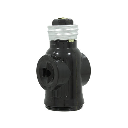 Socket ladrón negro 15A 125V 660W. Adaptador de portalámparas para foco con doble enchufe polarizado.