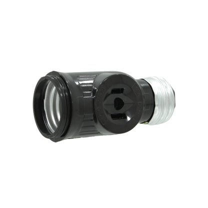 Socket ladrón negro, adaptador de foco a toma de corriente 15A 125V