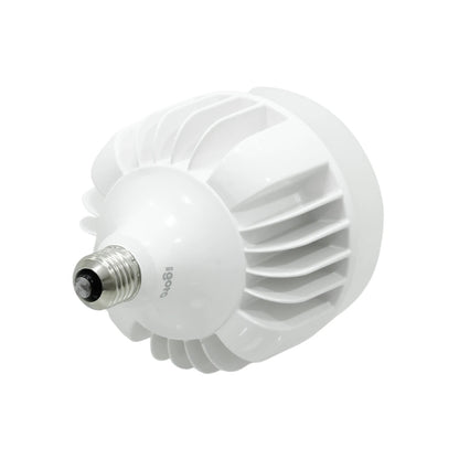 Foco LED Igoto blanco con base E27, aletas disipadoras, ideal para luz fría de alta potencia.