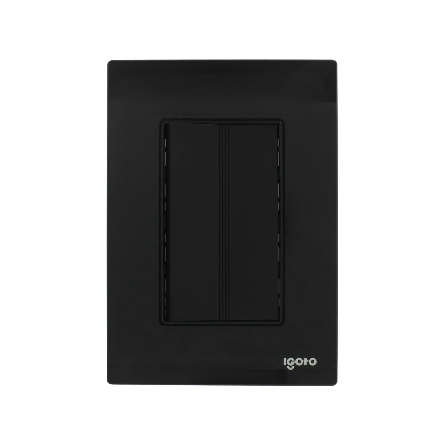 Placa eléctrica doble Igoto para interruptores, acabado negro brillante, diseño moderno