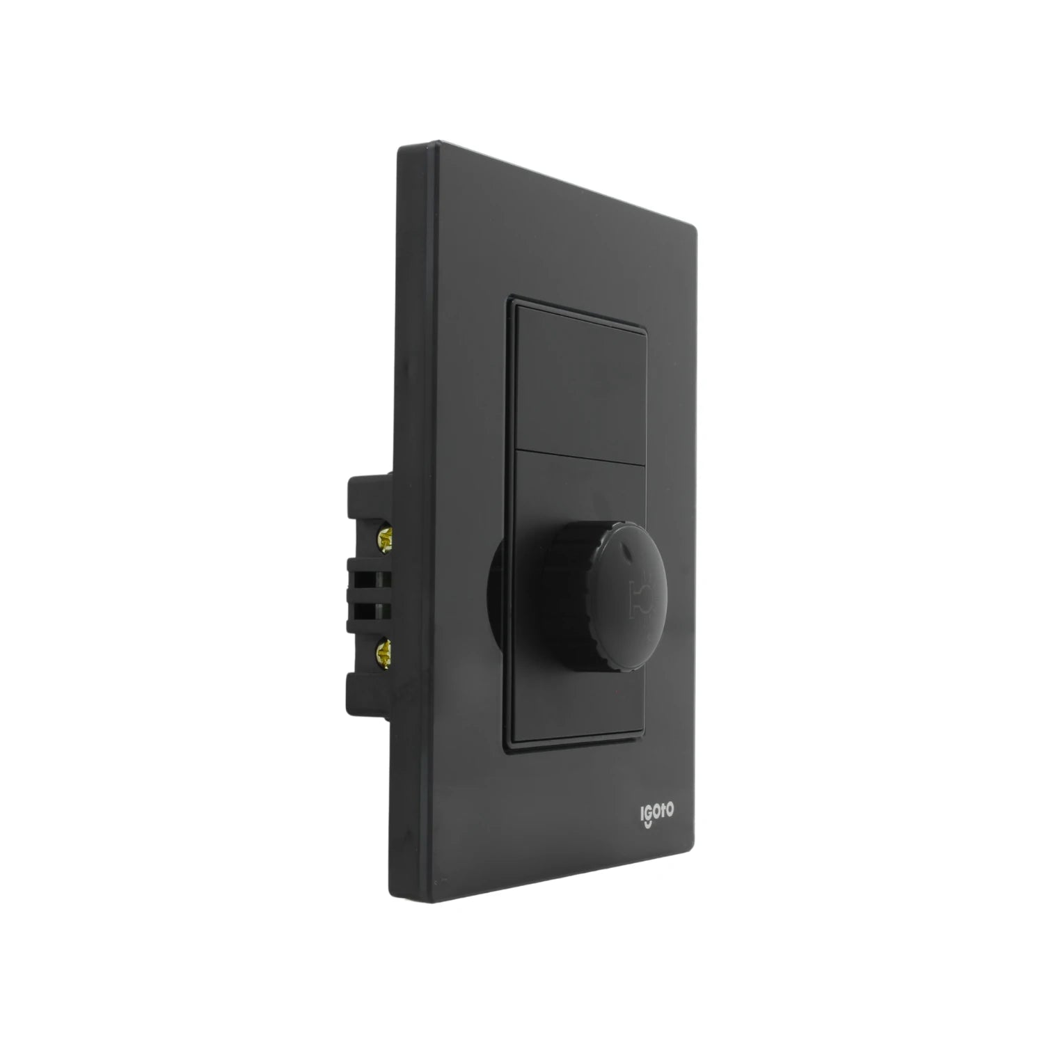 Placa atenuador dimmer de luz Igoto negro con perilla rotativa y switch de encendido