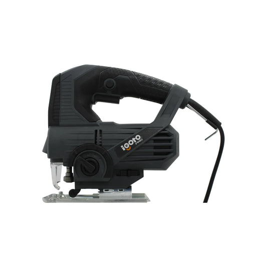 Sierra caladora eléctrica Igoto PRO 800W gris oscuro, herramienta de corte para madera y metal.