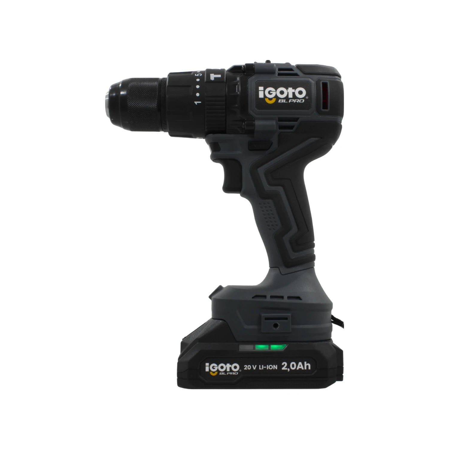 Atornillador taladro inalámbrico IGOTO BL PRO 20V 1/2" batería Li-ion 2.0Ah gris
