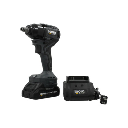 Llave atornillador de impacto inalámbrica Igoto BL PRO 20V Li-ION, batería 2.0Ah y cargador negro