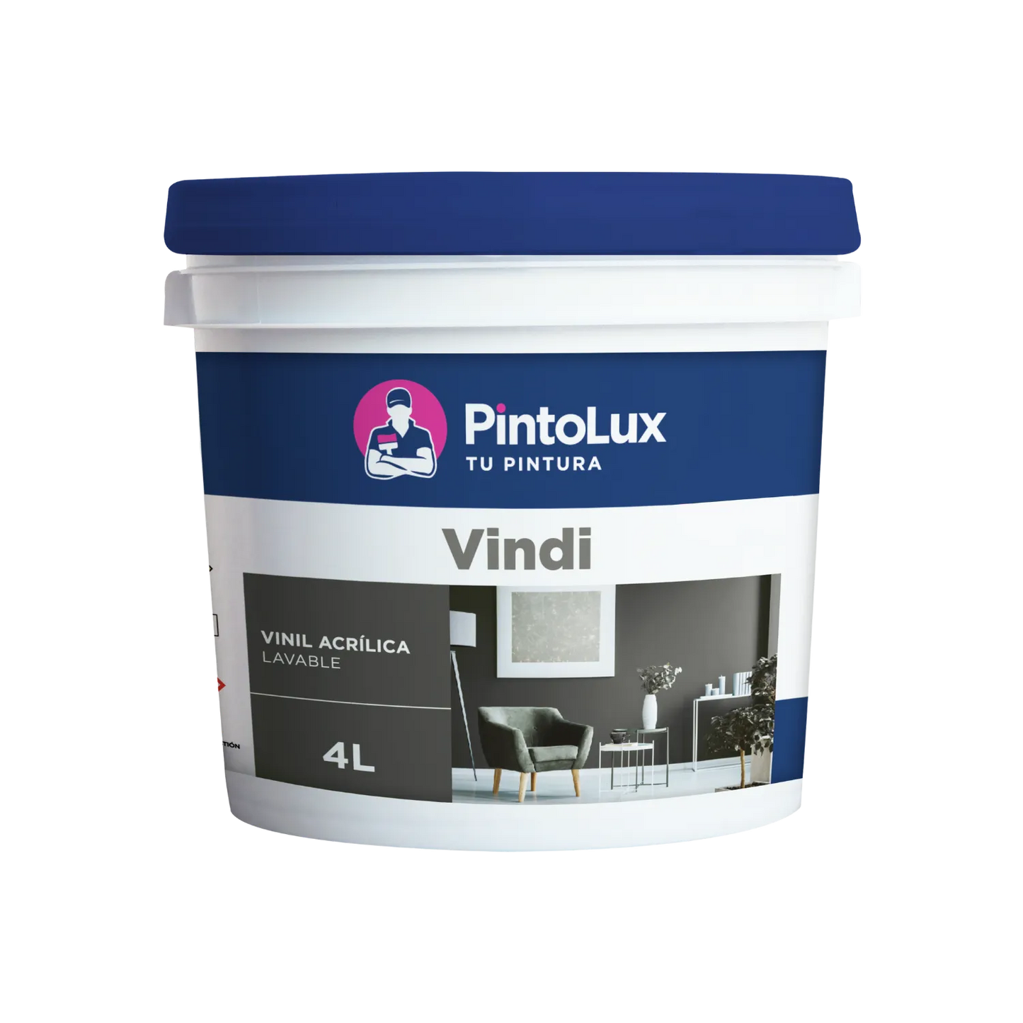 PintoLux Vindi pintura vinílica acrílica lavable negra satinada 4L para paredes interiores