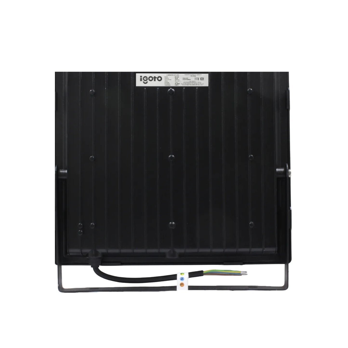 Reflector LED Igoto negro 100W luz fría IP65 para exterior con soporte y cableado