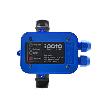 Controlador automático de presión Igoto AMC-10 azul para bombas de agua, IP65