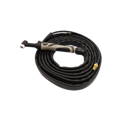 Antorcha TIG flexible Axtech WP262F, mango gris/negro, cable largo para soldadura.