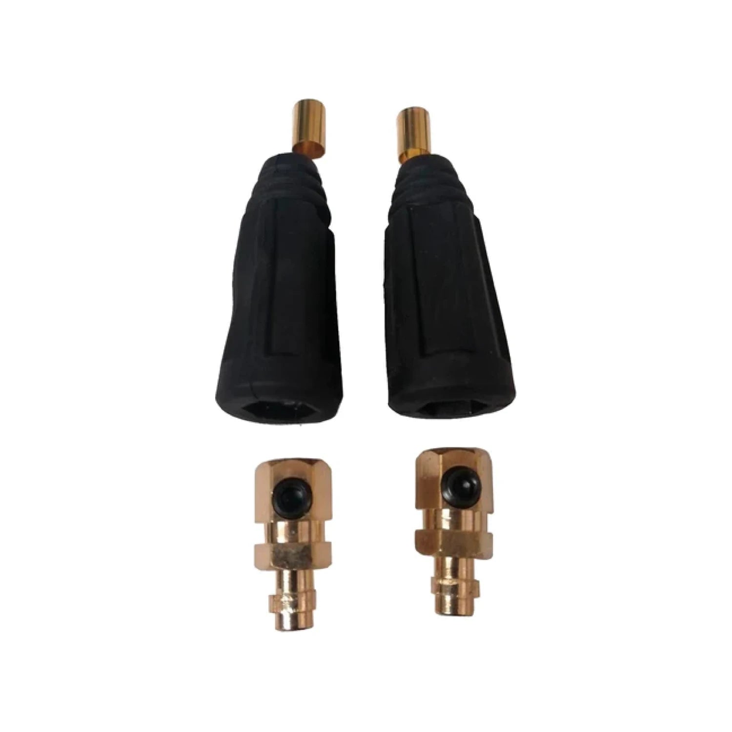 Conectores rápidos macho 3/8 para soldadura, pin de latón y cubierta aislante negra