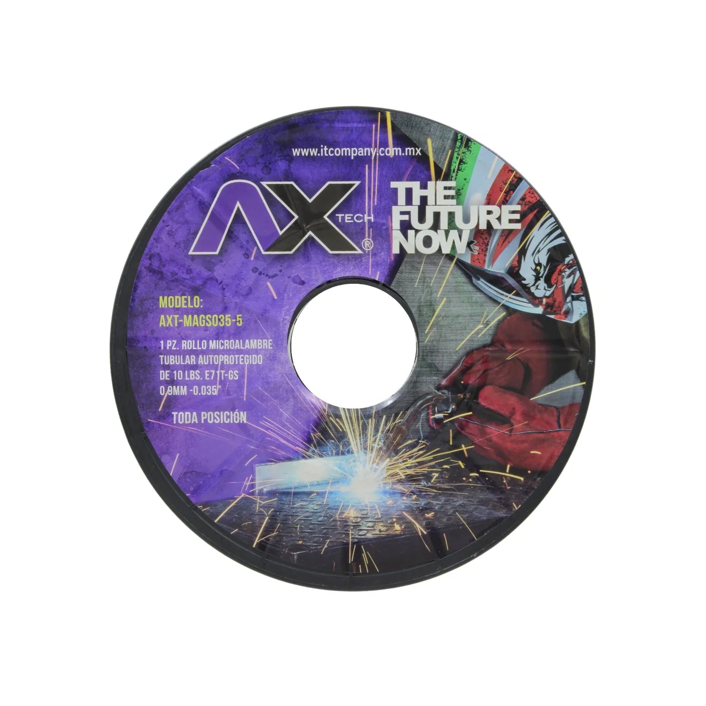 Rollo microalambre tubular autoprotegido para usar sin gas.,0.8 mm- 0.035”,Toda posición.,50-130 A,15-20 V