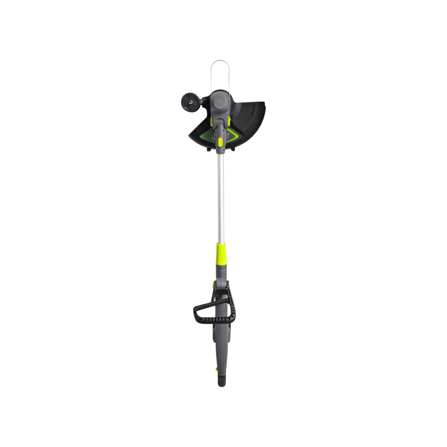 Desbrozadora orilladora inalámbrica 180W gris y verde, para corte de césped y jardinería.