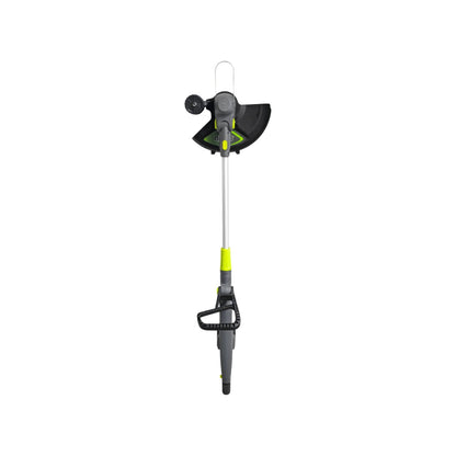 Desbrozadora orilladora inalámbrica 180W gris y verde, para corte de césped y jardinería.
