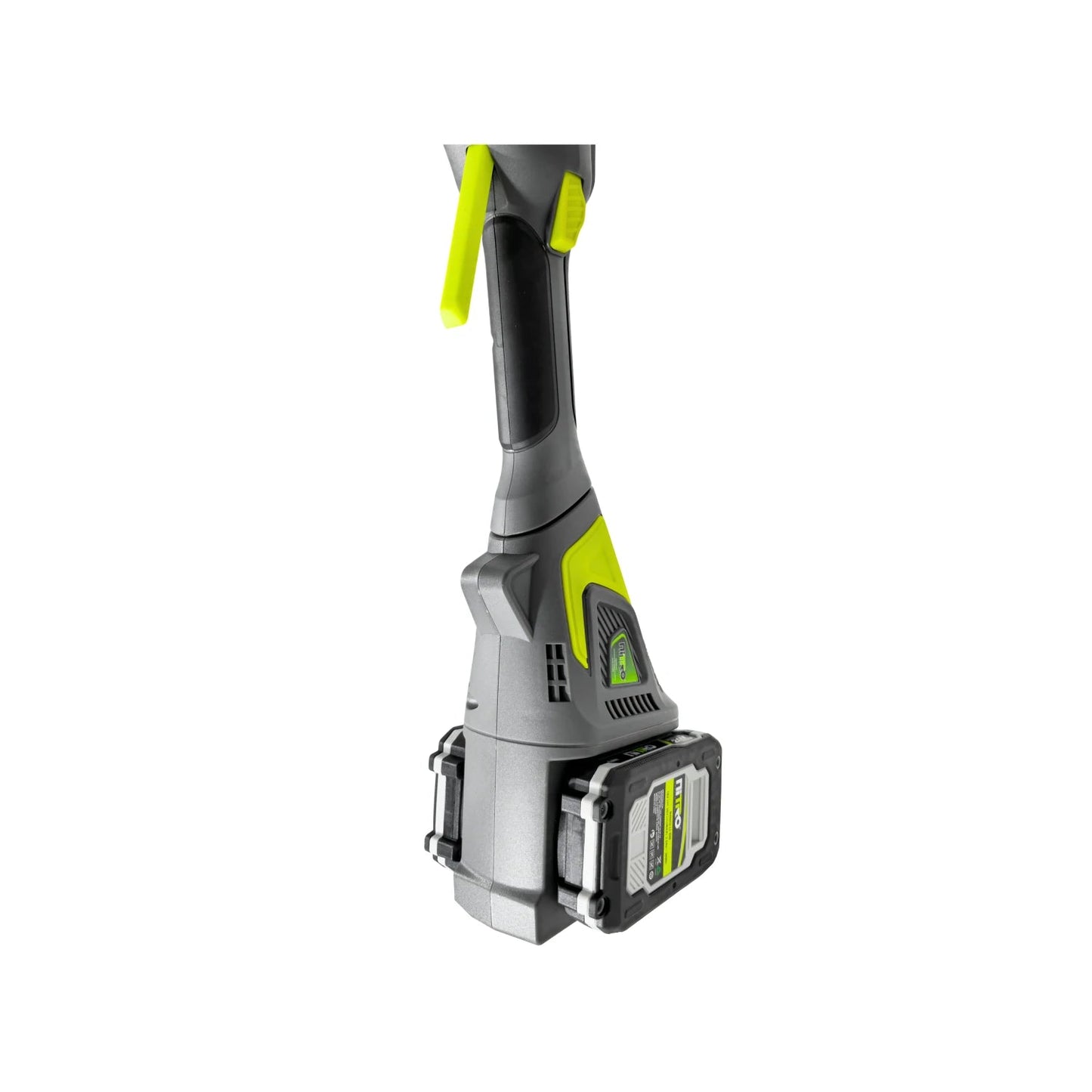 Desbrozadora inalámbrica Nitro con batería de litio, mango tipo D ergonómico gris y verde