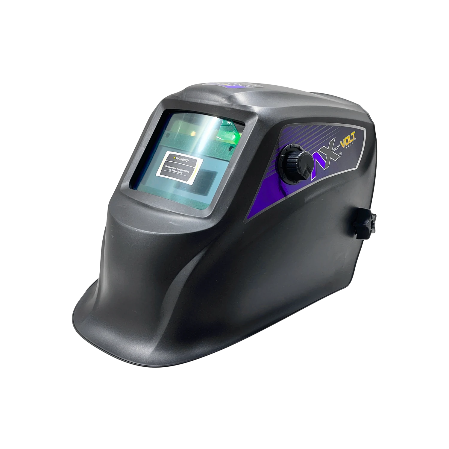 Careta para soldar automática Ax-Volt gris oscuro con lente auto oscurecible y control de ajuste