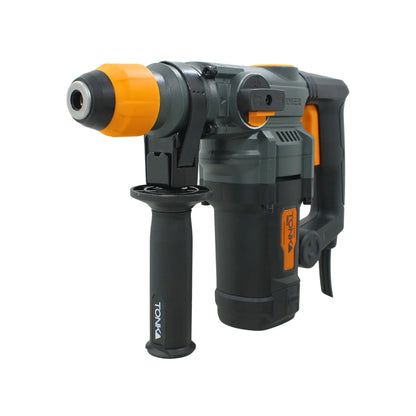 Rotomartillo Tonka gris y naranja con mango auxiliar ajustable para perforación y demolición profesional.