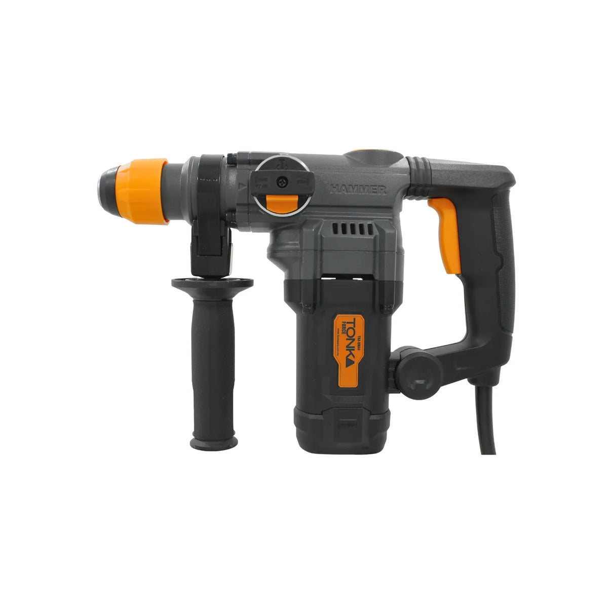 Rotomartillo percutor Tonka Force gris y naranja con mango auxiliar para perforación profesional en concreto