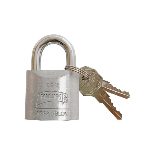 Candado Phillips 772 plateado con dos llaves Assa Abloy para seguridad metálica