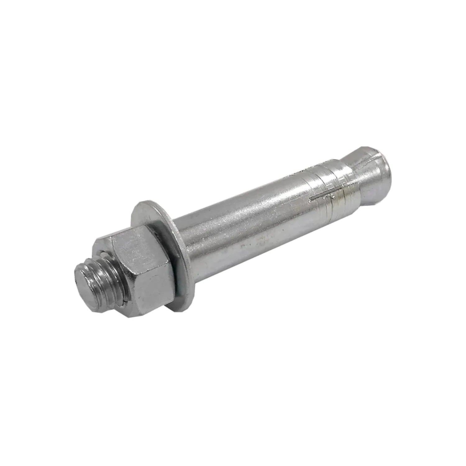 Taquete de expansión 3/8" x 3" de acero galvanizado, incluye tornillo, tuerca y arandela para anclaje