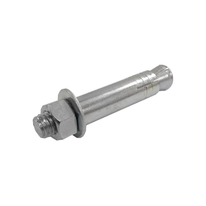 Taquete de expansión 3/8" x 3" de acero galvanizado, incluye tornillo, tuerca y arandela para anclaje