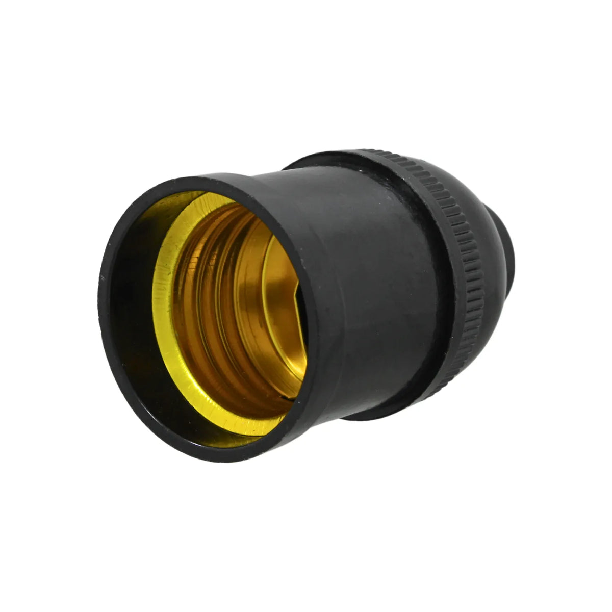 Socket portalámparas E27 negro con interior dorado para instalación de focos y bombillas estándar
