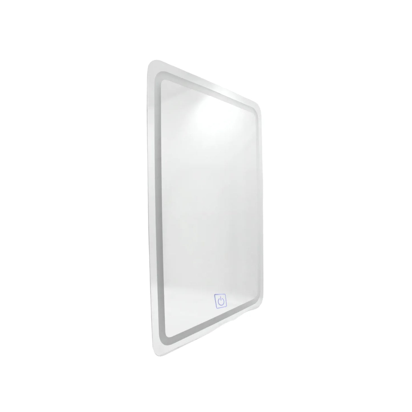 Espejo de baño rectangular con luz LED perimetral y botón táctil de encendido para tocador o maquillaje