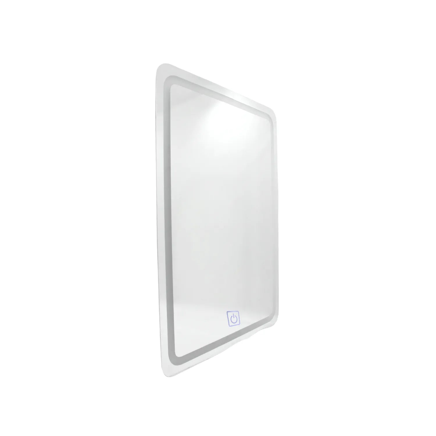 Espejo de baño rectangular con luz LED perimetral y botón táctil de encendido para tocador o maquillaje