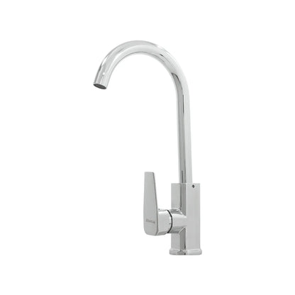 Grifo monomando para cocina Maxflu acabado cromado brillante con cuello de cisne alto para fregadero.