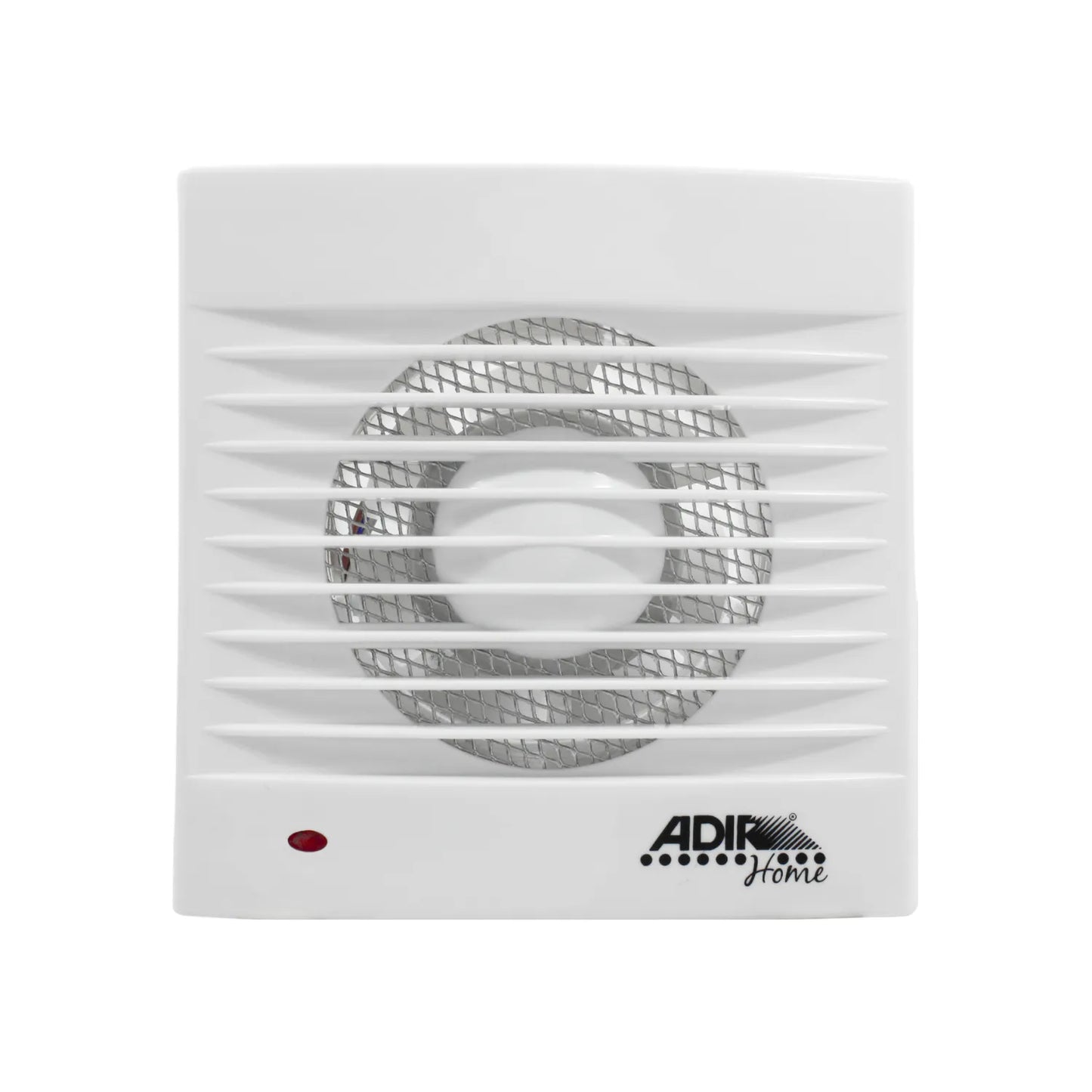 Extractor de aire blanco ADIR Home para baño y cocina con rejilla protectora y luz indicadora.