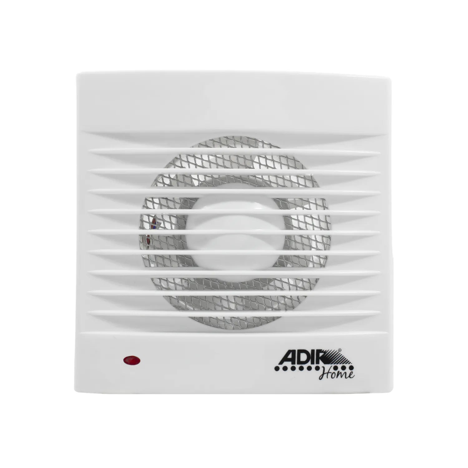 Extractor de aire blanco ADIR Home para baño y cocina con rejilla protectora y luz indicadora.