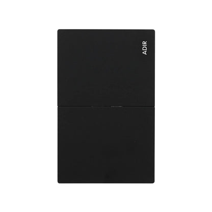 Interruptor de luz doble negro mate marca Adir diseño moderno para pared instalación eléctrica residencial.
