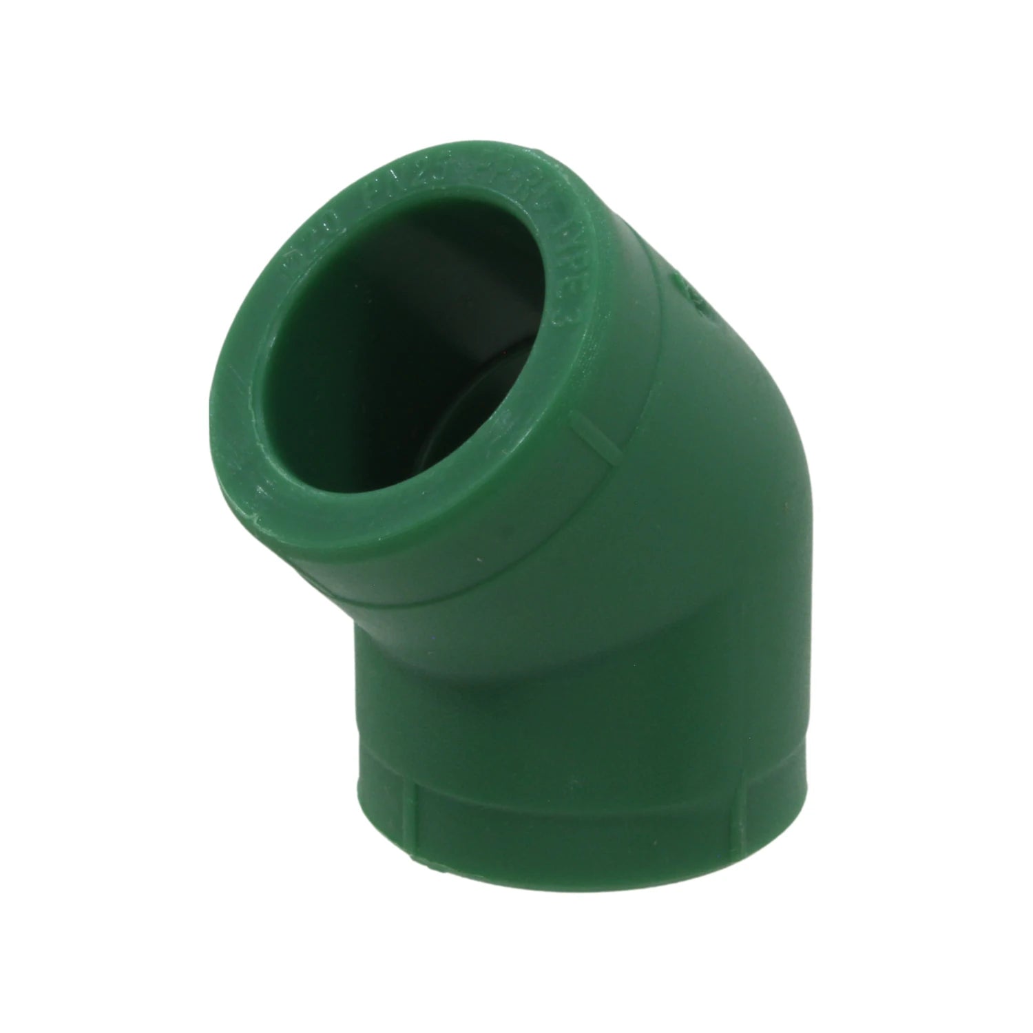 Codo PPR verde 20mm 1/2 pulgada, 45 grados, conexión para tuberías de agua.