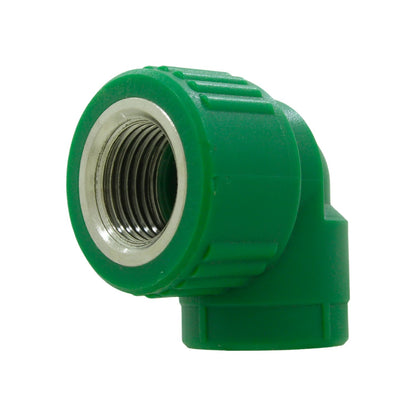 Codo PPR 90 grados verde rosca interior metálica para tuberías