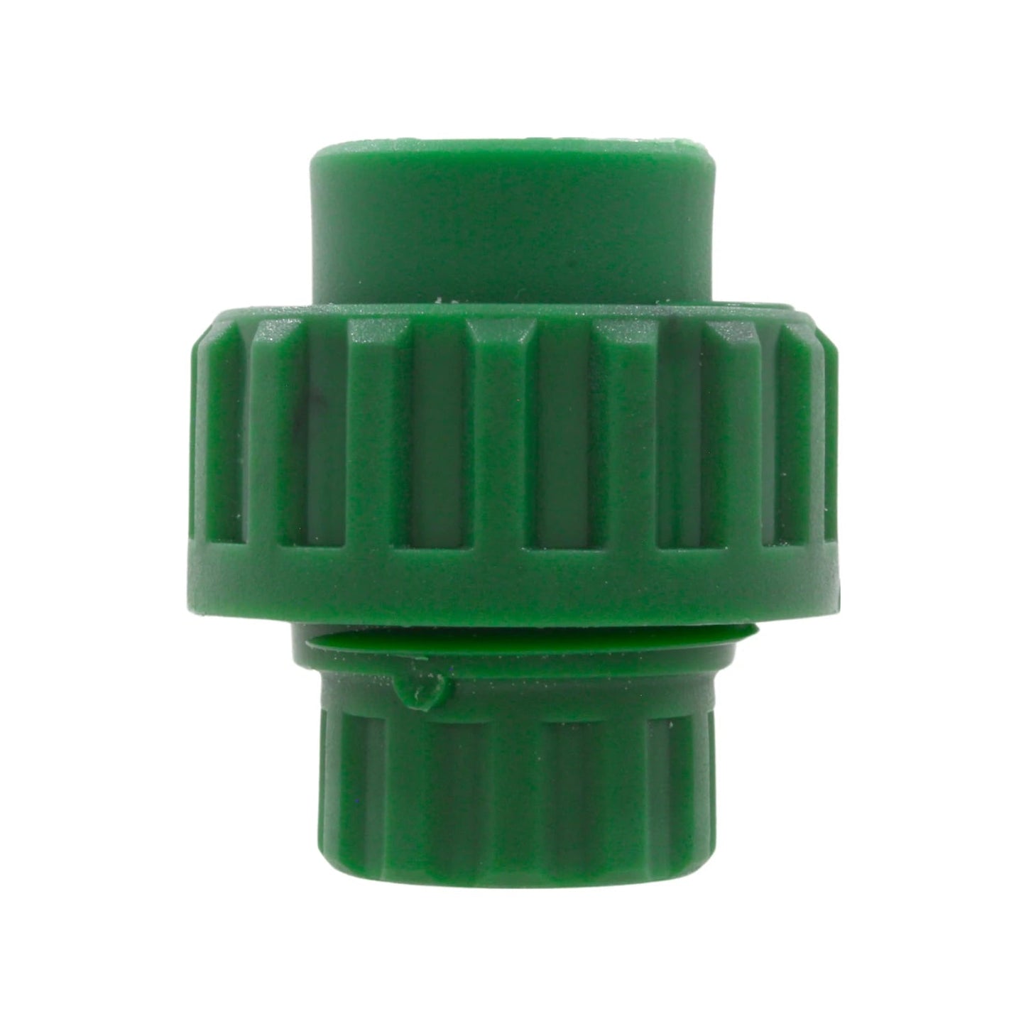 Tuerca unión PPR plástica verde 20mm (1/2") para sistemas de tuberías de agua.