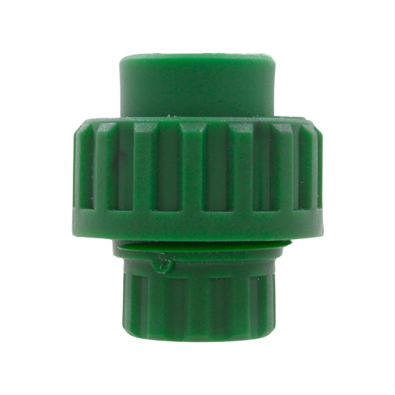 Tuerca unión PPR plástica verde 20mm (1/2") para sistemas de tuberías de agua.