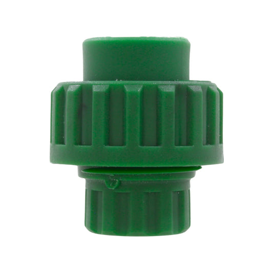 Tuerca unión PPR plástica verde 20mm (1/2") para sistemas de tuberías de agua.