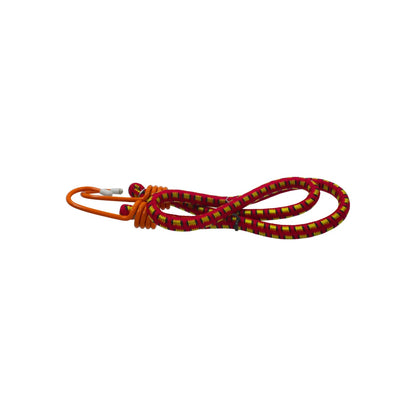 Tensor elástico rojo y amarillo de 90 cm con ganchos naranjas para sujetar cargas