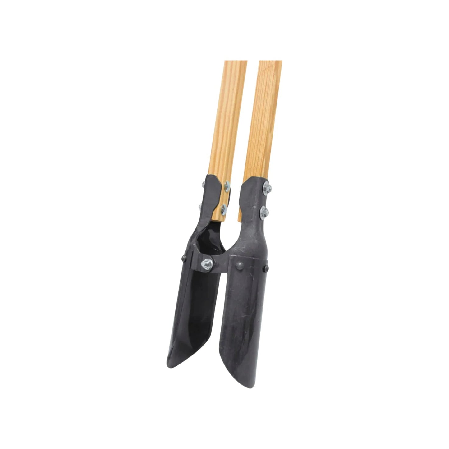 Cavador de hoyos manual para postes, palas de metal negro con mangos de madera y remaches fuertes
