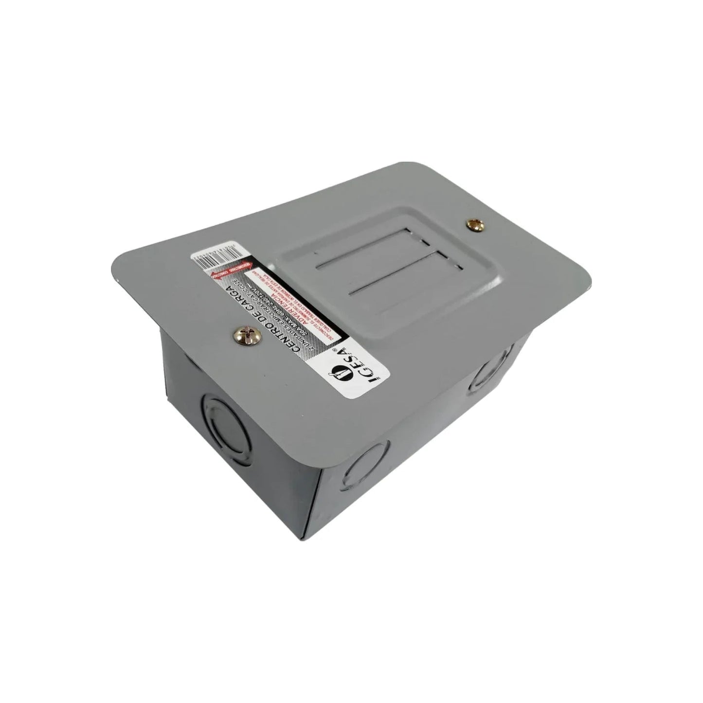 Centro de carga Igesa gris metálico, empotrable, para 2 interruptores automáticos eléctricos.