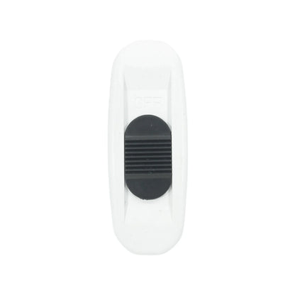 Fabricado en ABS,Color blanco.,Mecanismo deslizable.,Apagador de paso.,Voltaje: 120 V,Corriente: 3 A