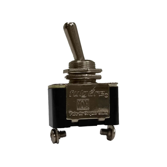 Base de baquelita.,Switch de latón.,Voltaje: 120 V,Corriente: 15 A,Apagador de palanca de 2 tornillos.